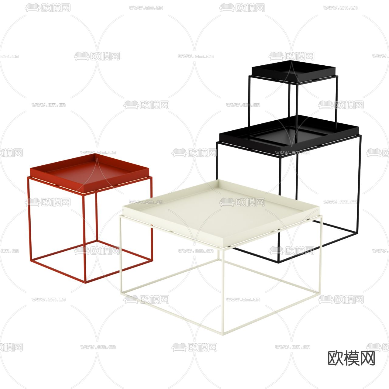 现代金属边几3d模型