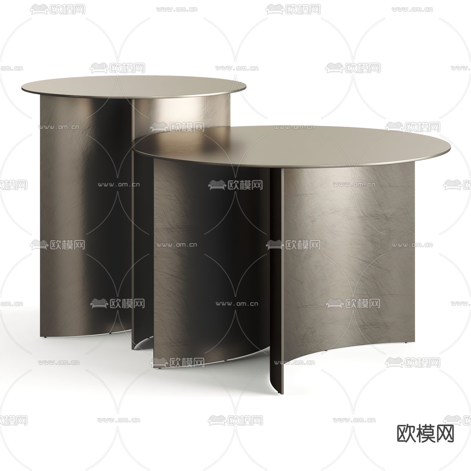 现代金属圆形边几角几3d模型