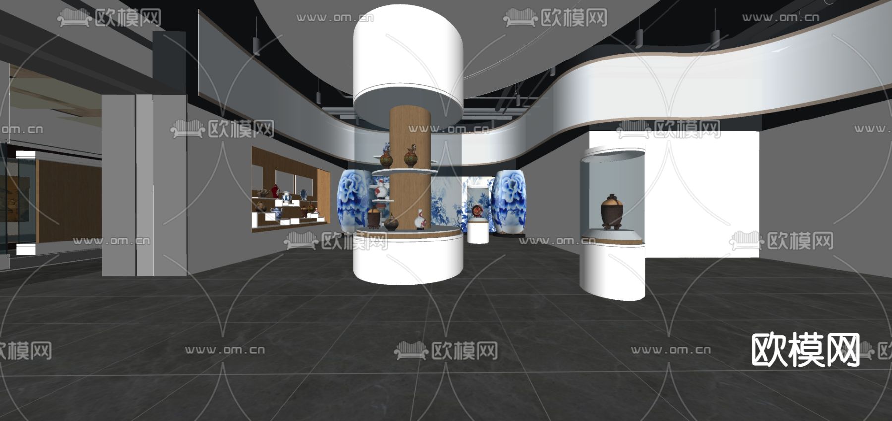 现代博物馆画廊展厅su模型下载（渲染图2）