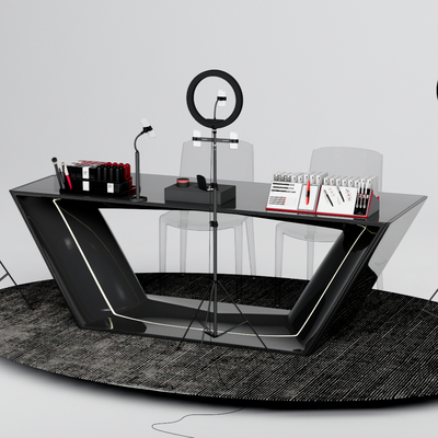  现代直播间桌椅su模型 