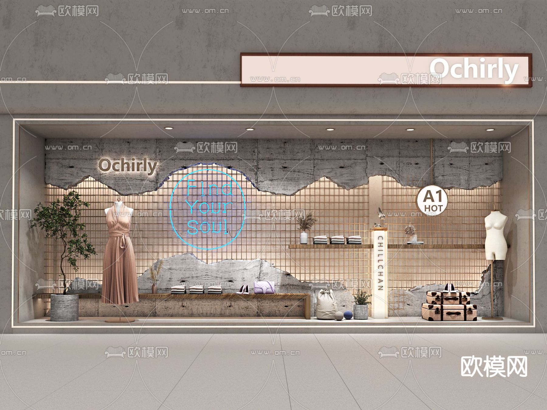 战后风女装服装店3d模型下载（渲染图1）