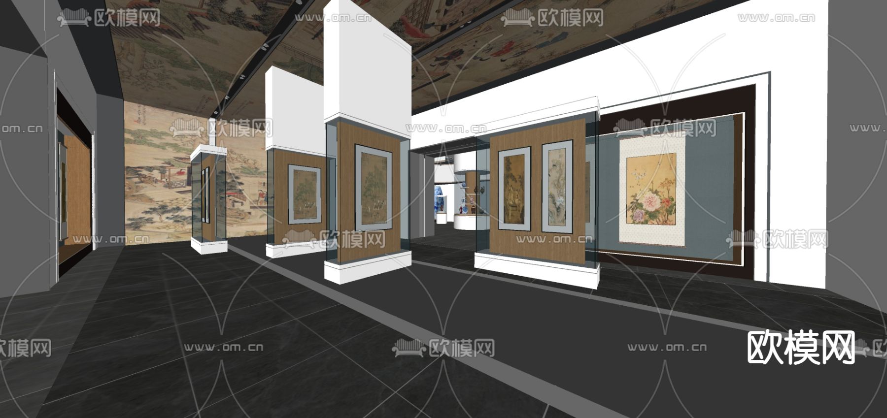 现代博物馆画廊展厅su模型下载（渲染图1）