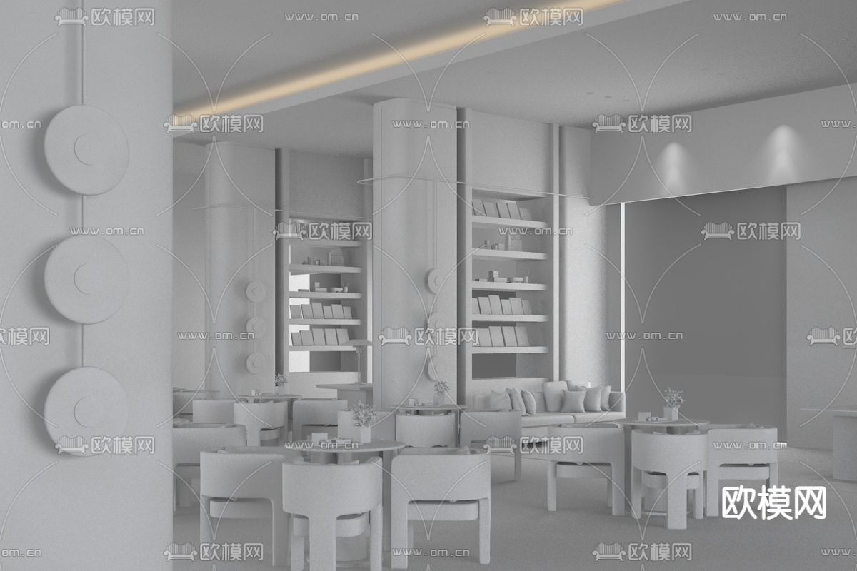 YLHD设计 现代售楼处洽谈区3d模型下载（渲染图2）