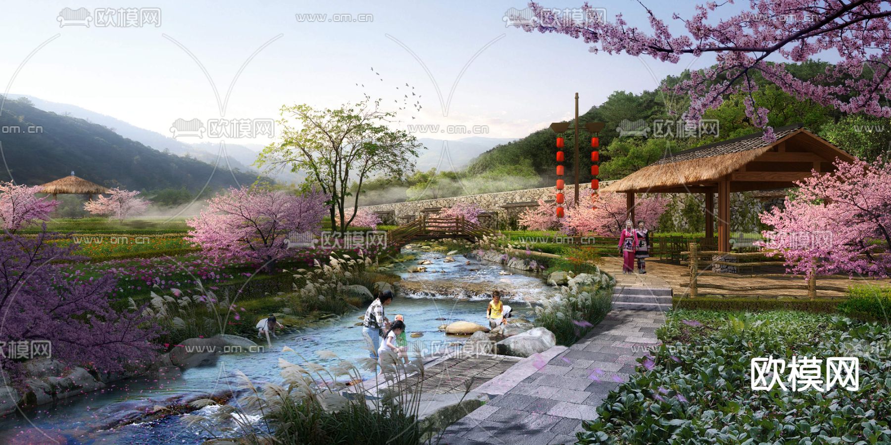 现代湿地园林景观psd下载