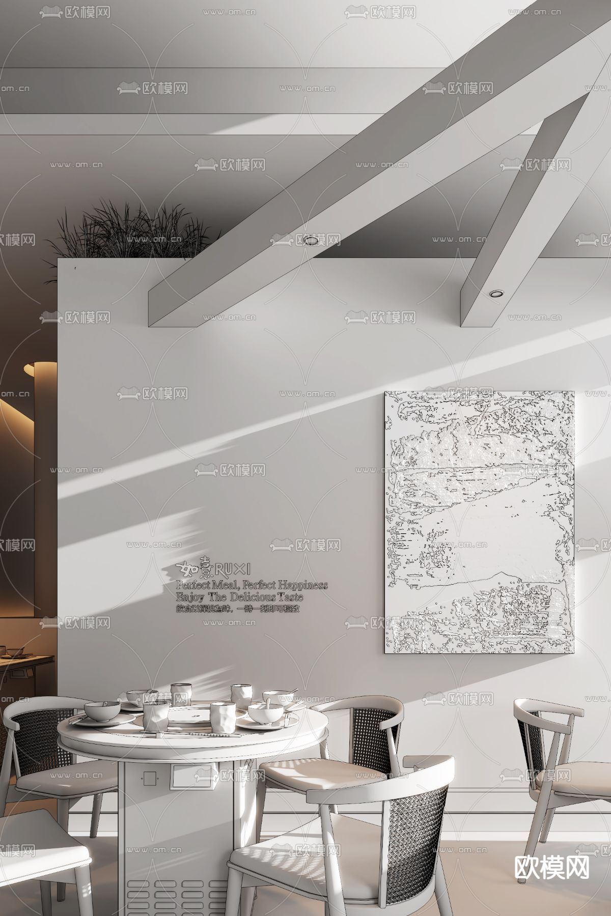 HOOOLDESIGN 侘寂西餐厅3d模型