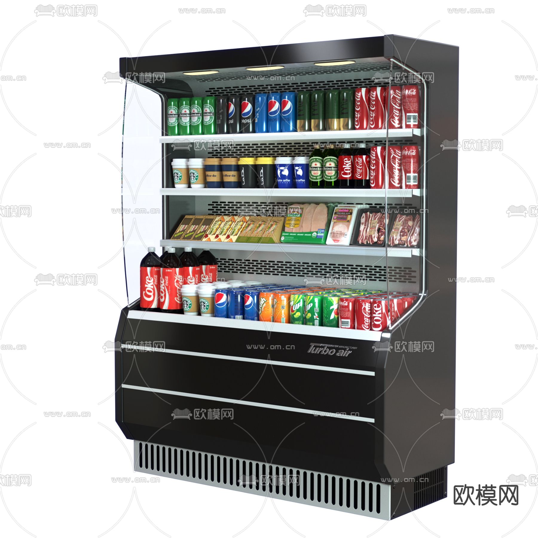 现代超市冷藏柜su模型下载（渲染图1）