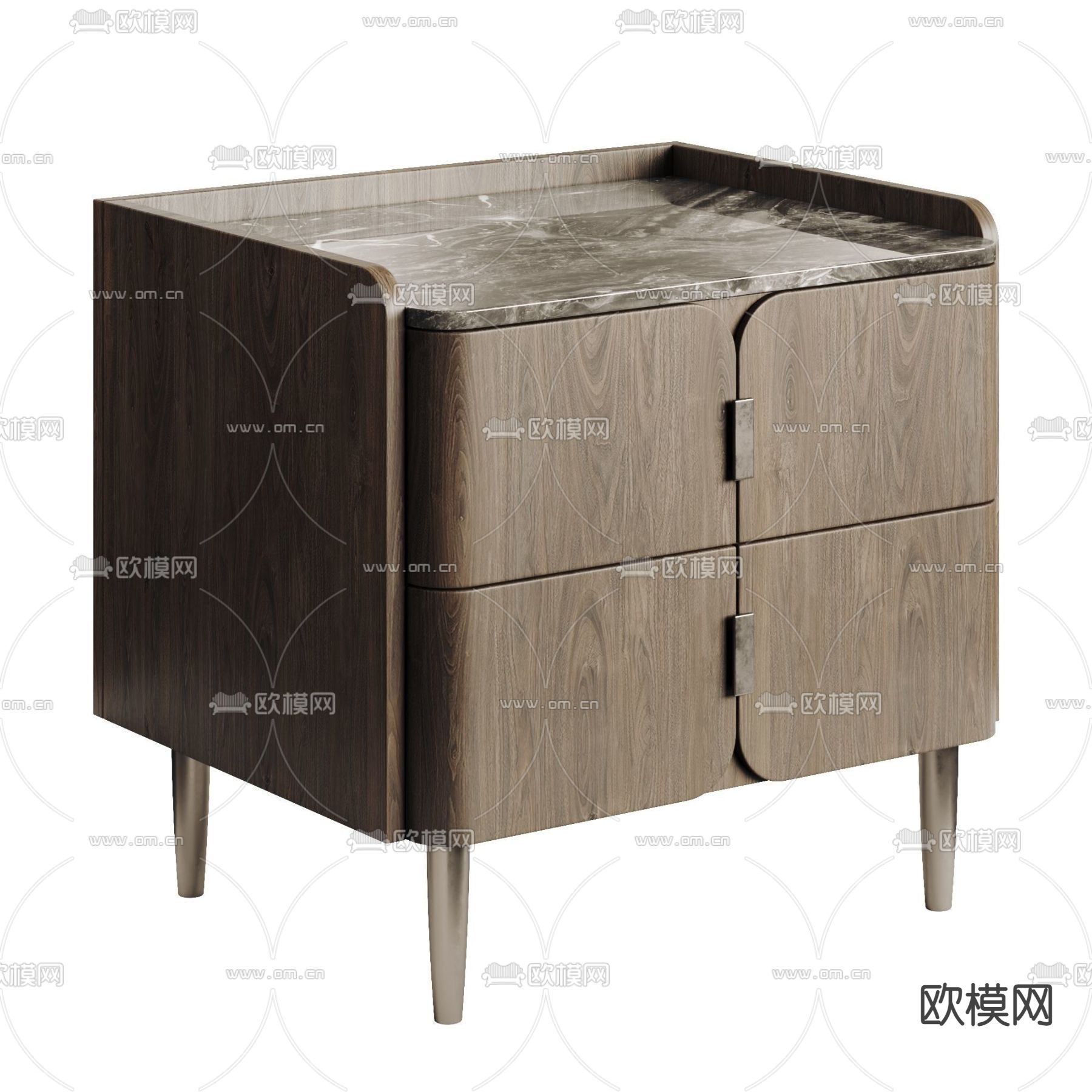 Poliform 现代大理石饰面实木床头柜3d模型下载（渲染图3）