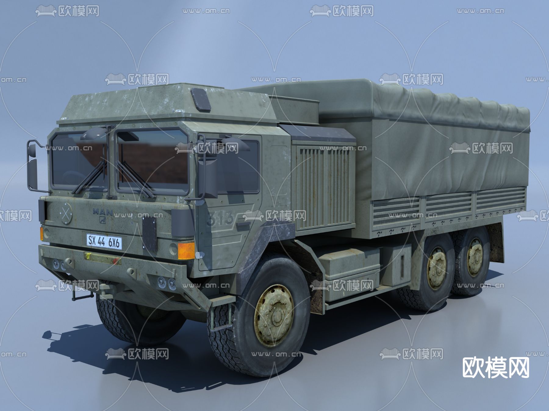 现代绿皮军车3d模型
