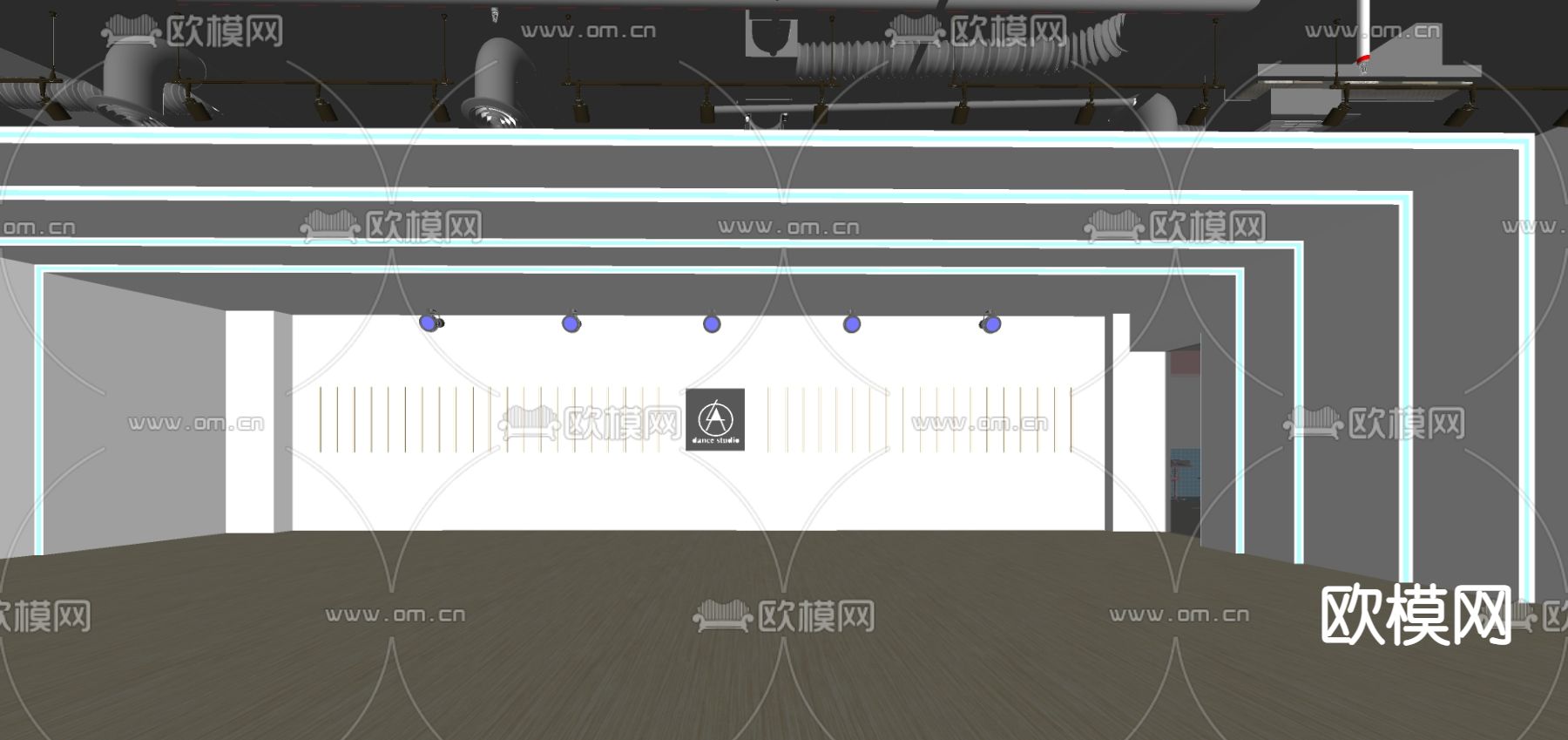 现代健身房瑜伽室su模型下载（渲染图3）