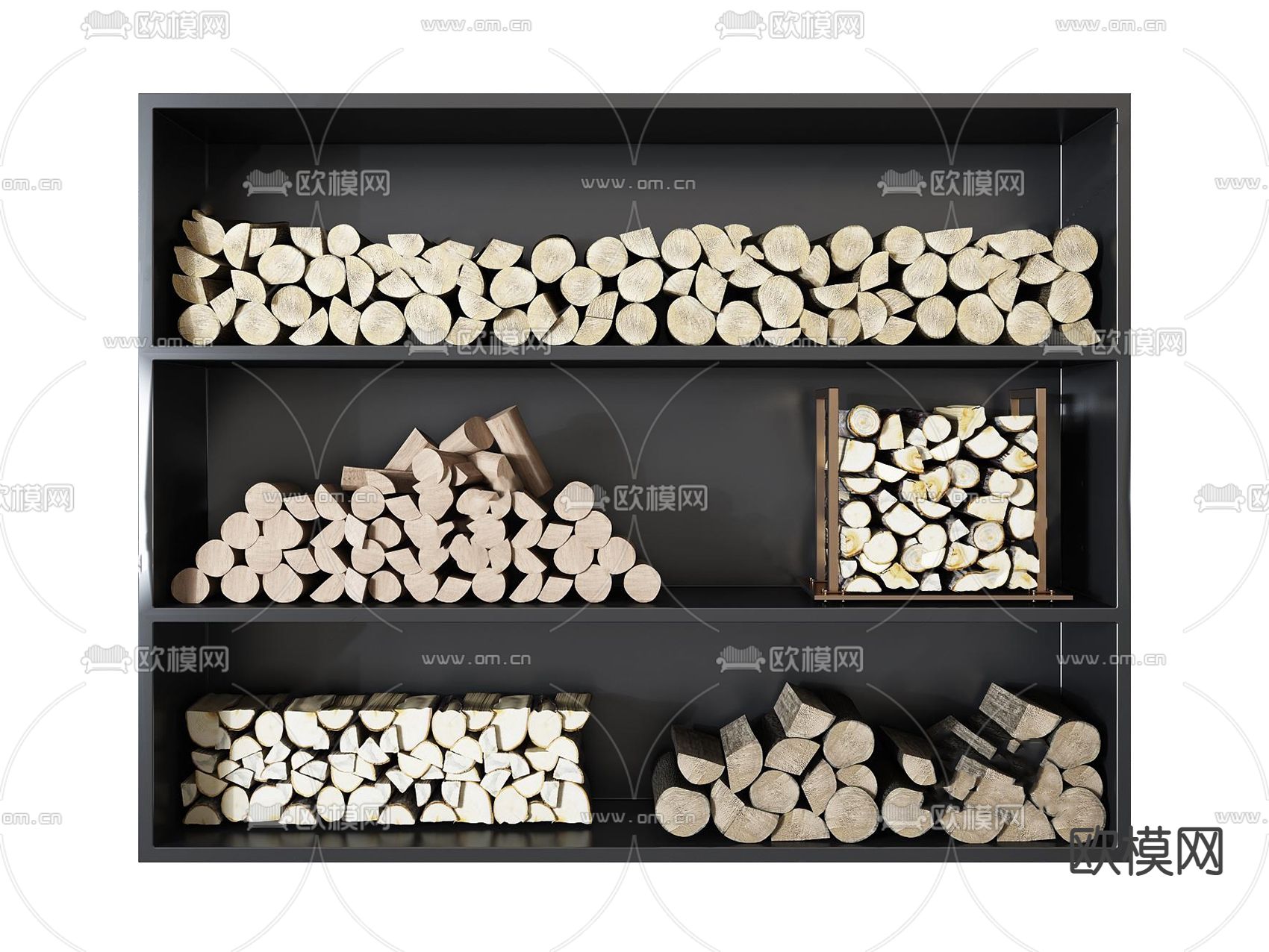 现代壁炉木柴su模型下载（渲染图1）