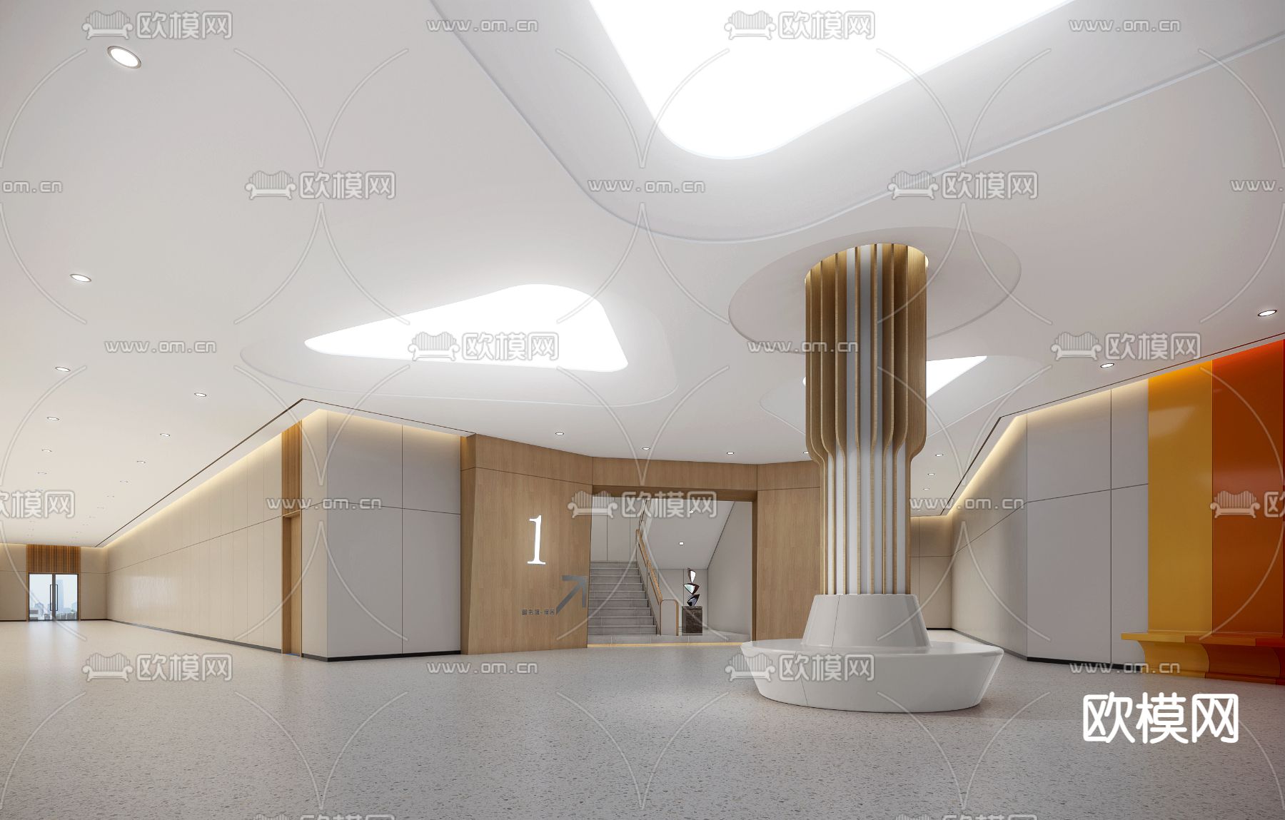 现代酒店门厅大堂吧3d模型下载