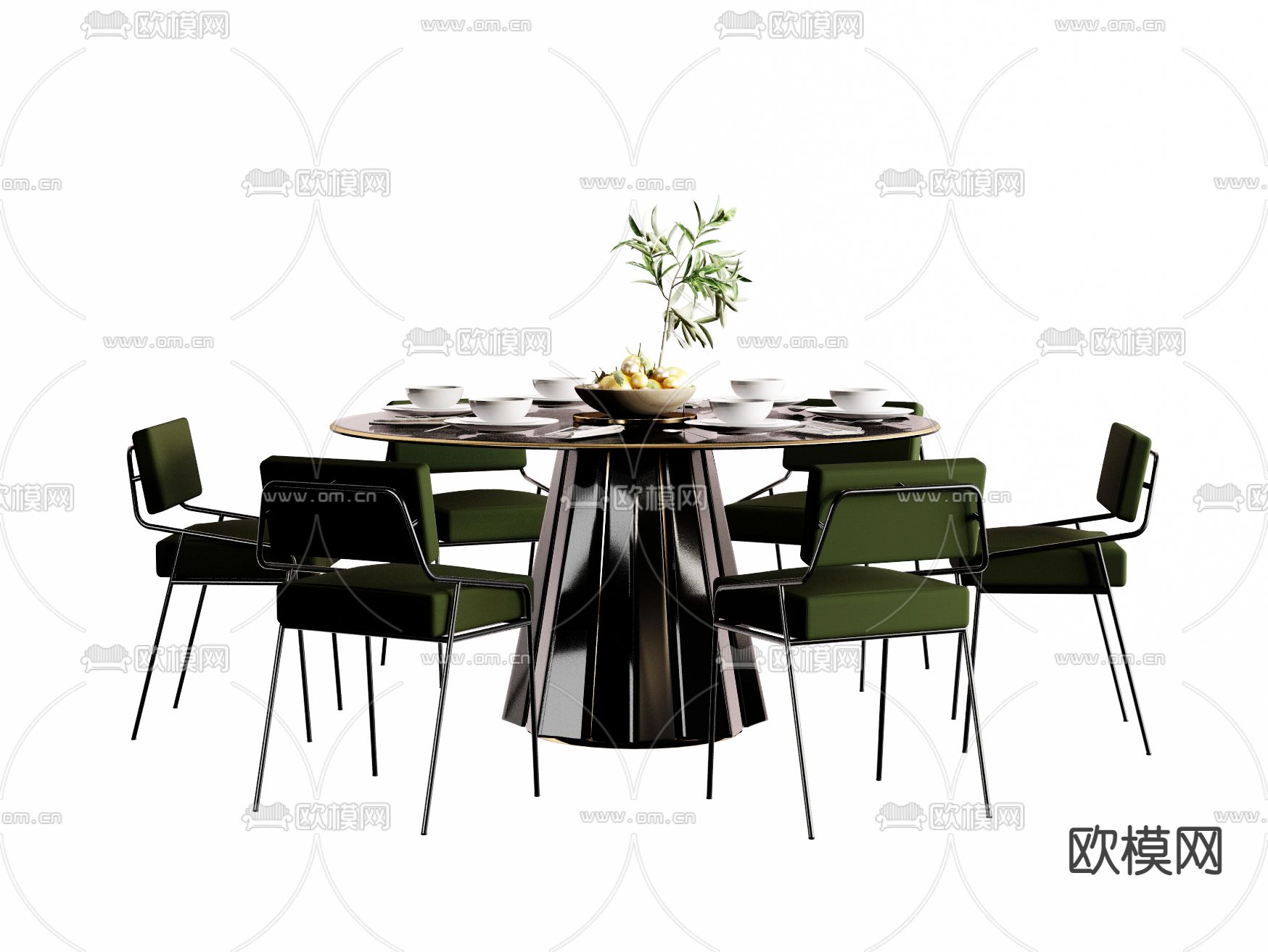 现代轻奢餐桌椅3d模型下载