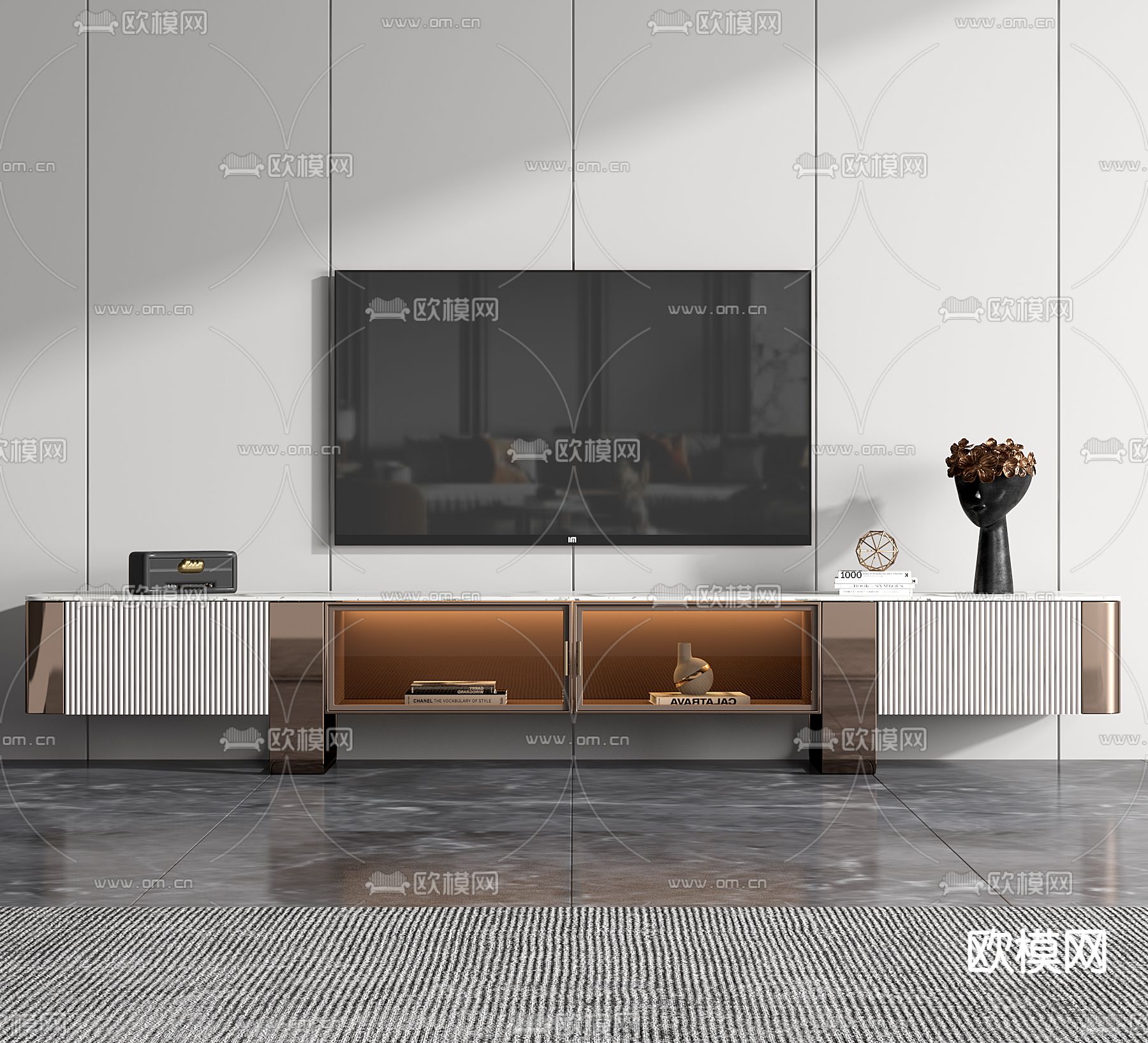 现代轻奢电视柜3d模型下载