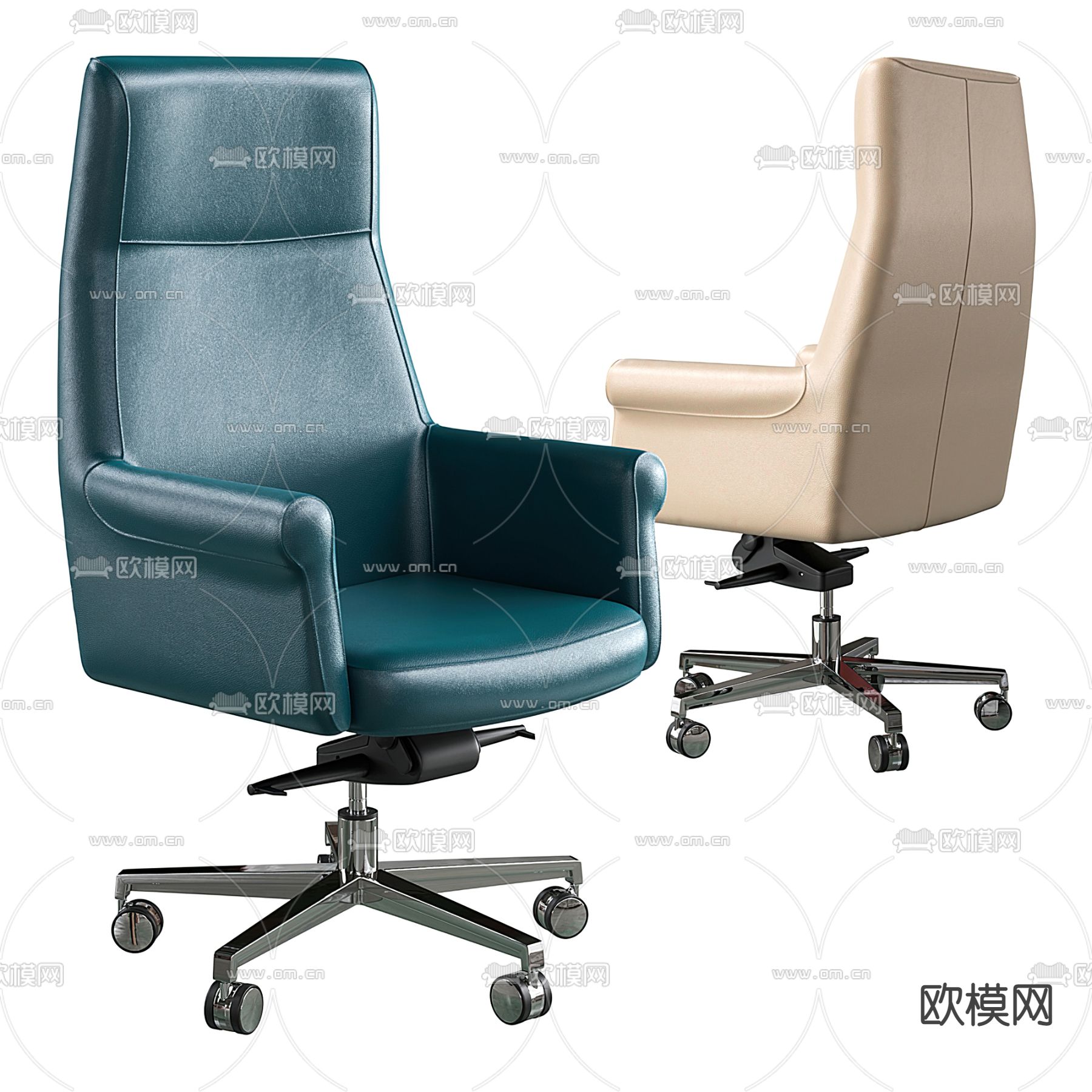 现代皮革办公椅3d模型下载（渲染图2）