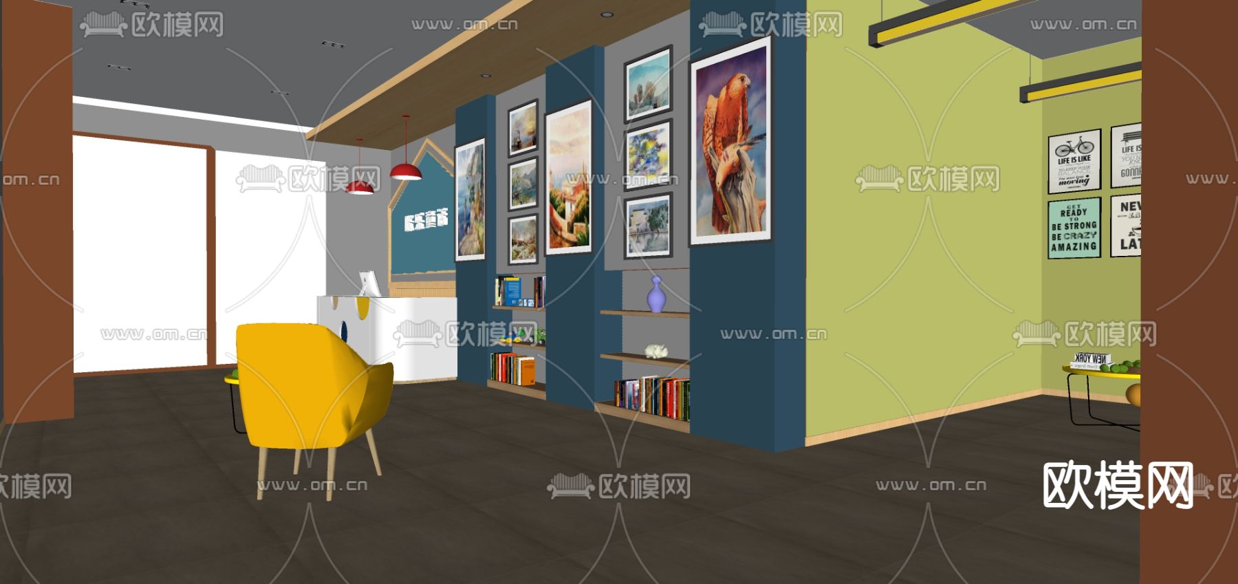 现代画廊展厅su模型下载