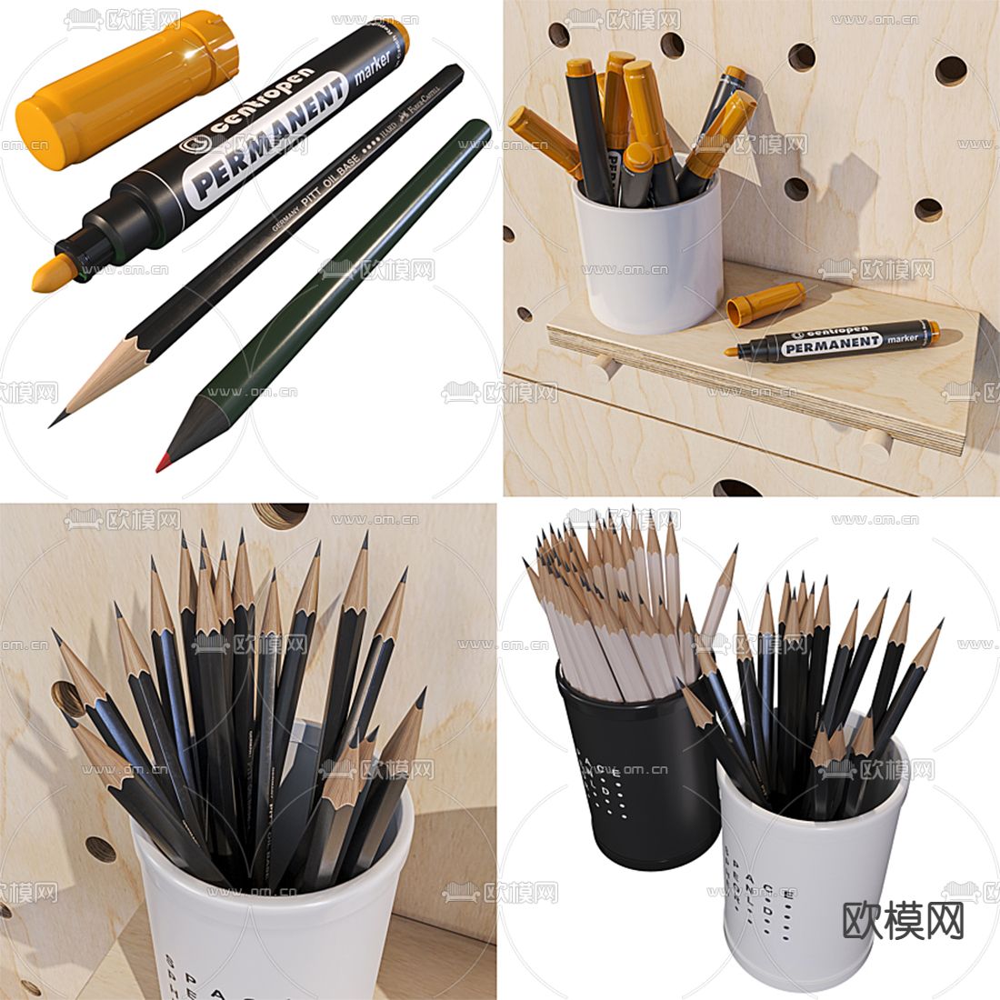 北欧实木书架3d模型下载（渲染图3）