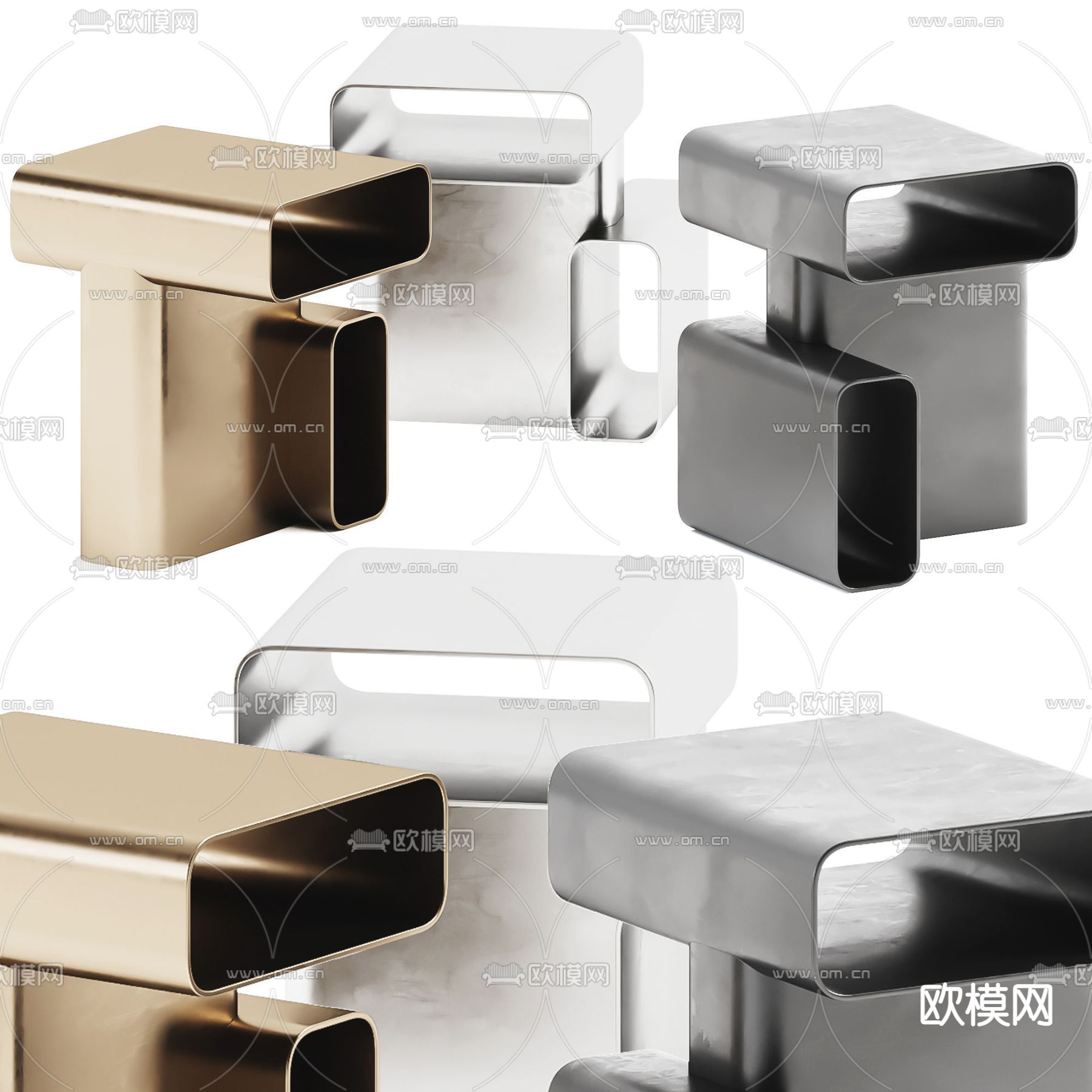 Cassina 现代金属边几角几3d模型下载