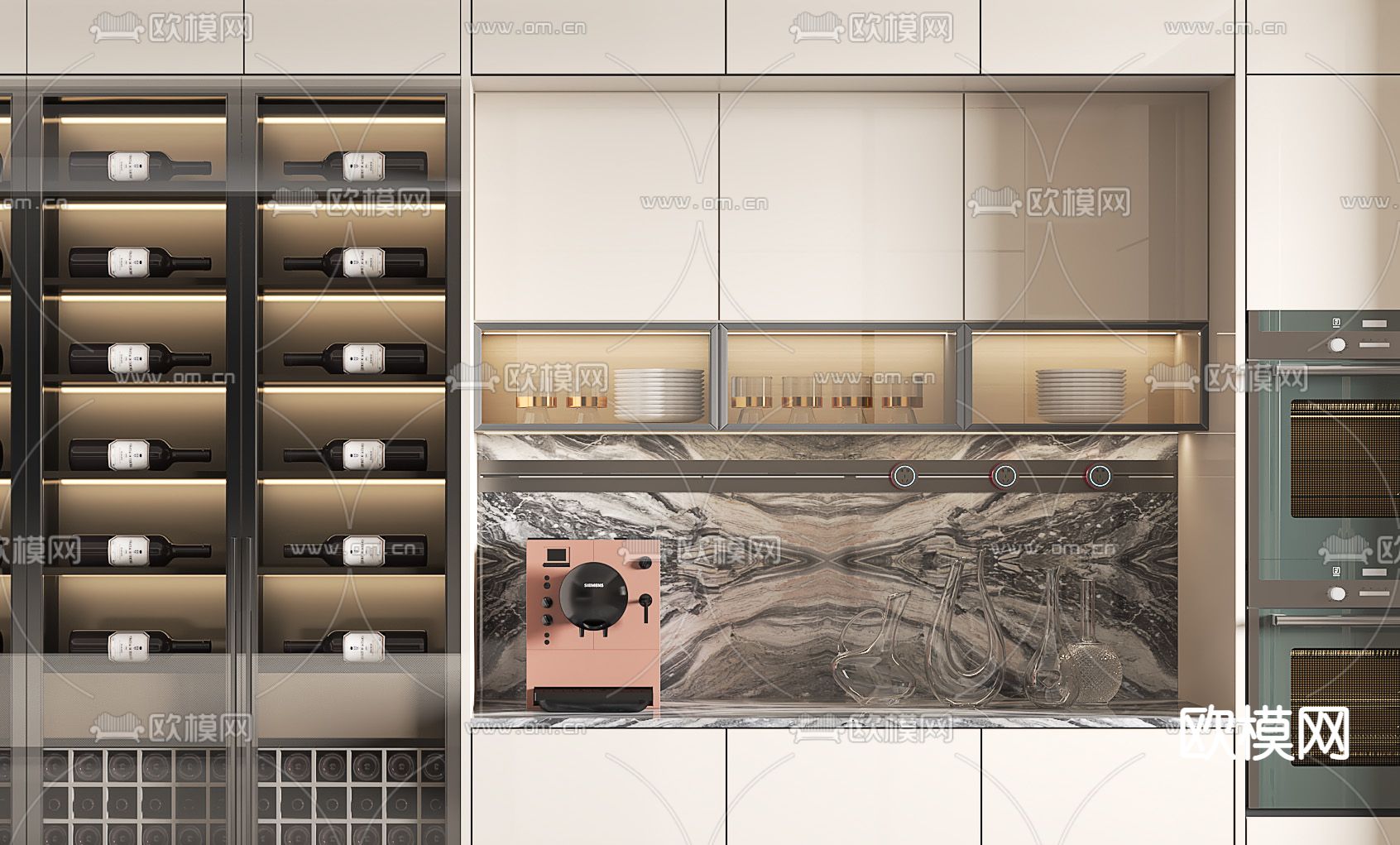 现代陈列酒柜3d模型下载（渲染图2）
