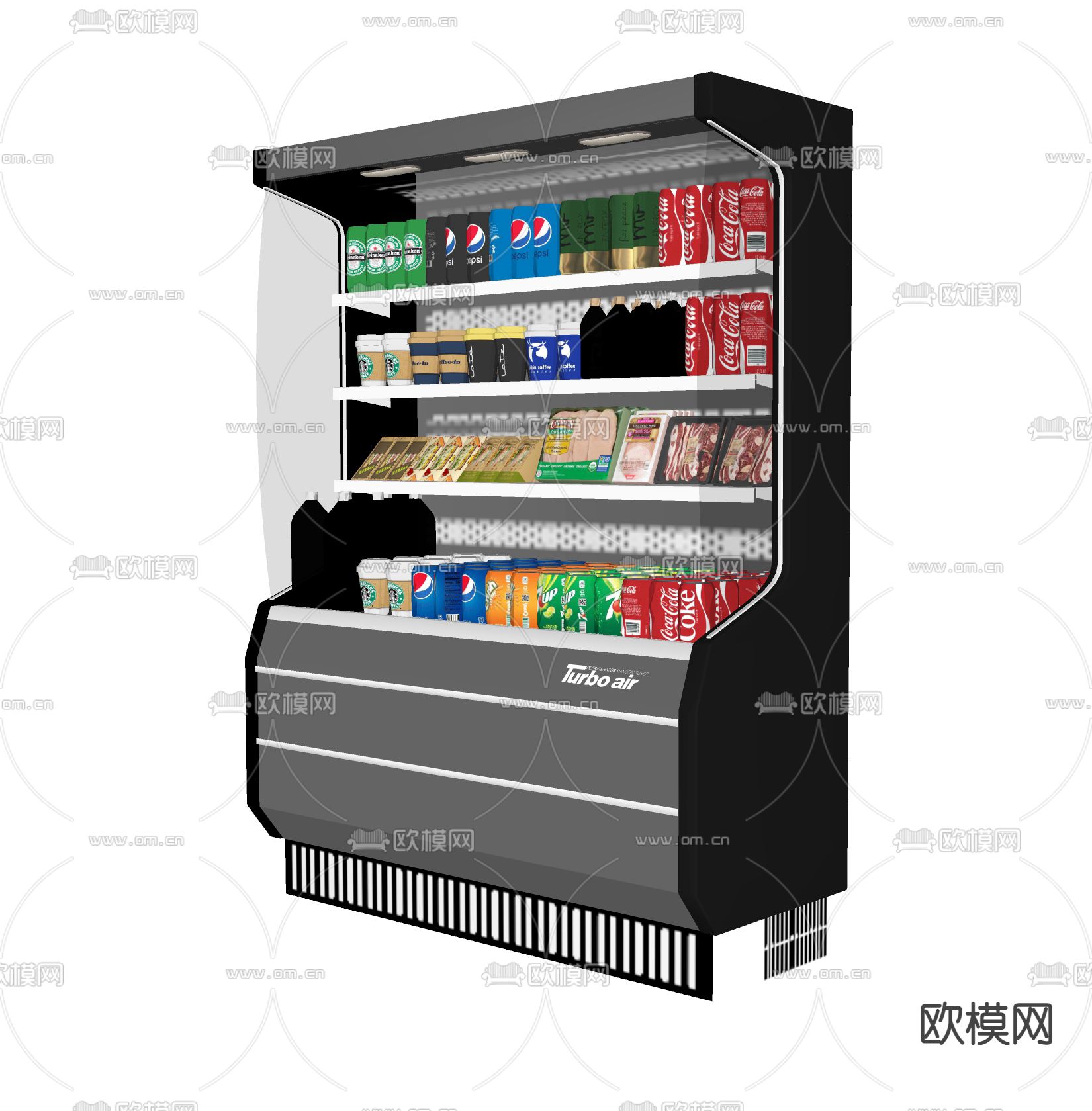 现代超市冷藏柜su模型下载（渲染图2）