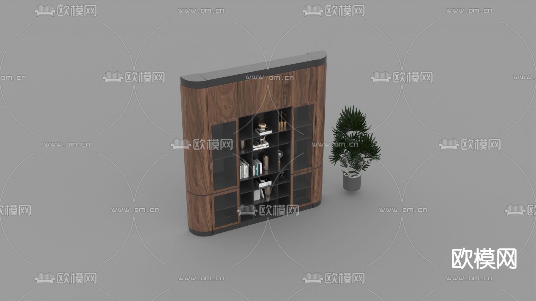 现代简约创意实木装饰柜免费3d模型下载