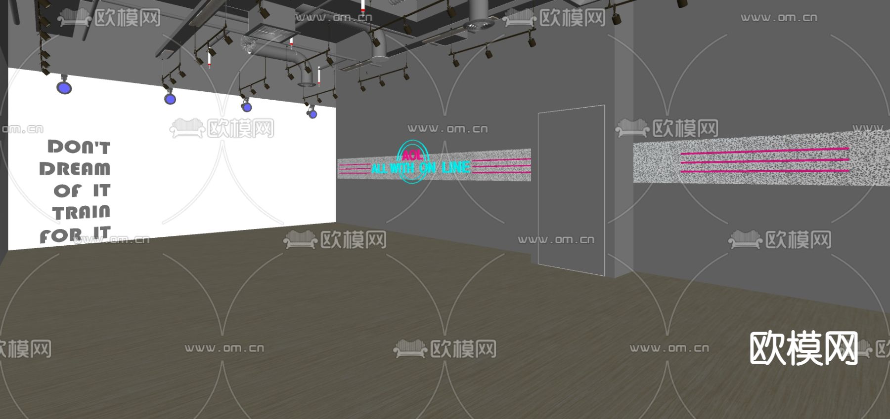 现代健身房瑜伽室su模型下载（渲染图4）
