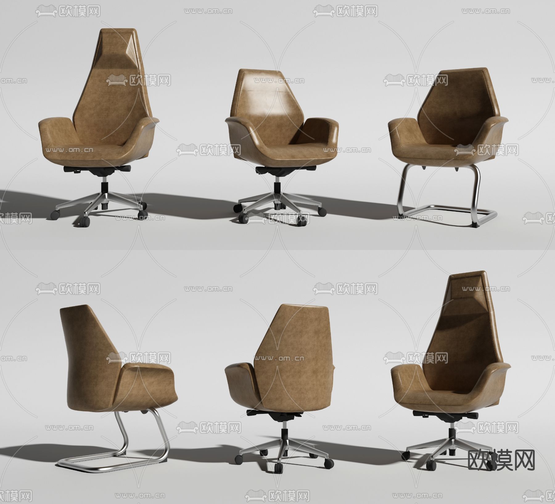 现代高靠背办公椅3d模型下载