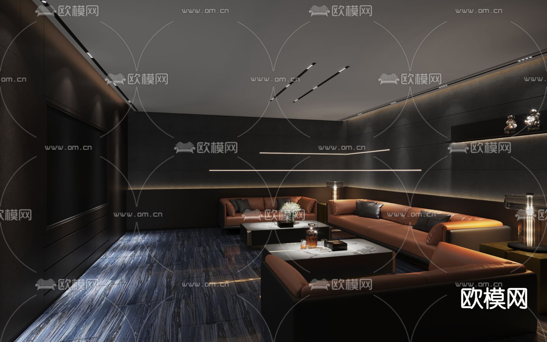 现代视听室影音室3d模型下载