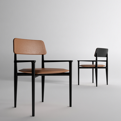  Poliform现代棕色扶手单椅su模型 