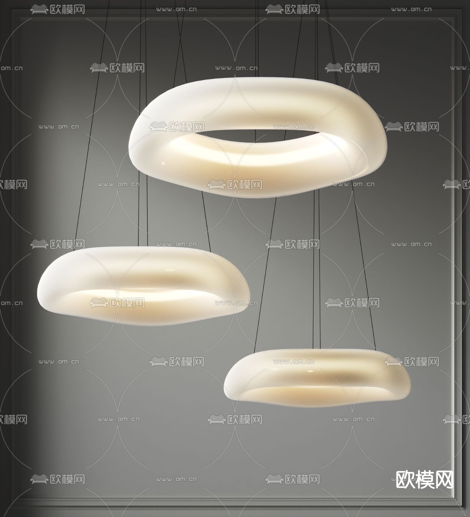 现代圆环吊灯3d模型