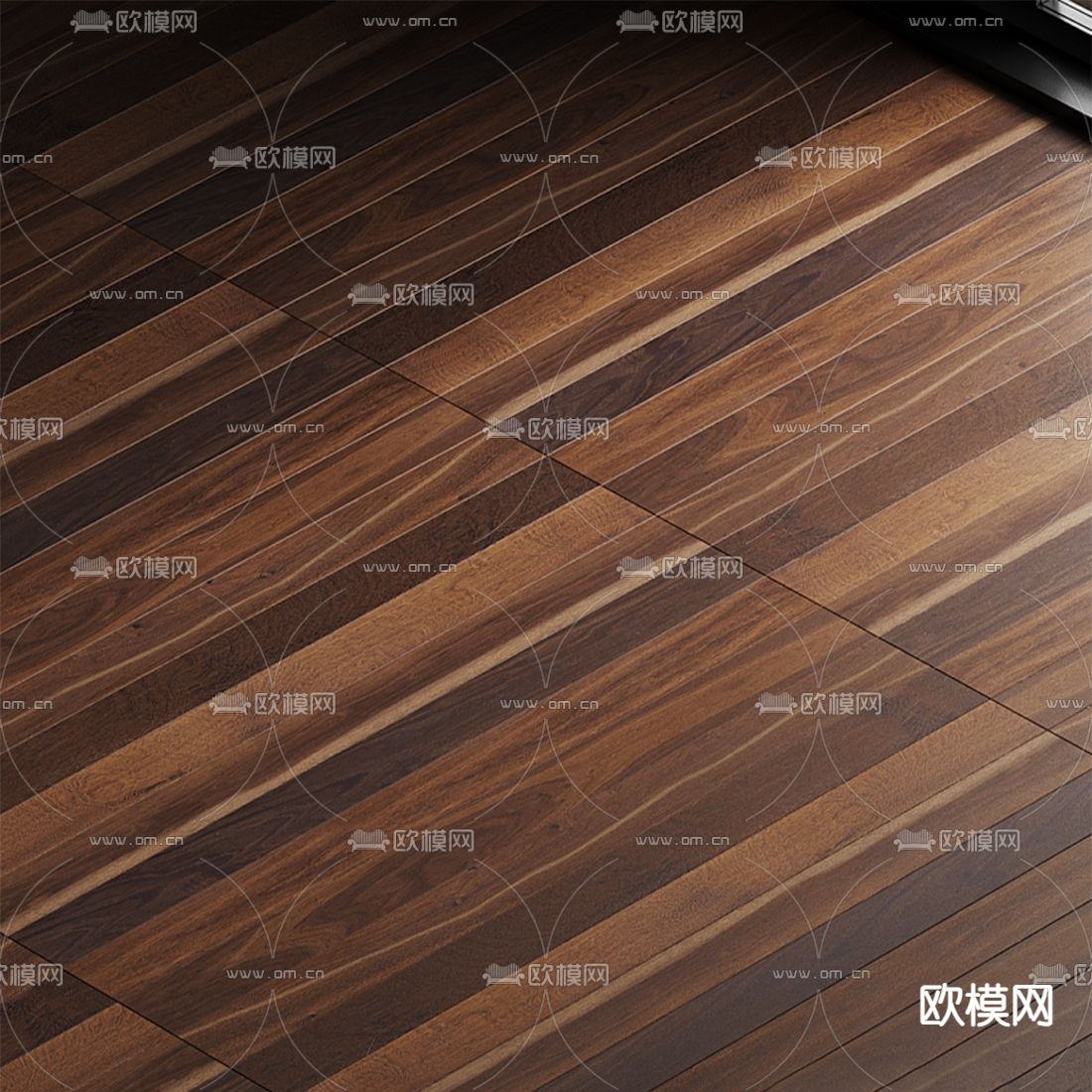 现代人字拼平铺木地板3d模型下载（渲染图2）