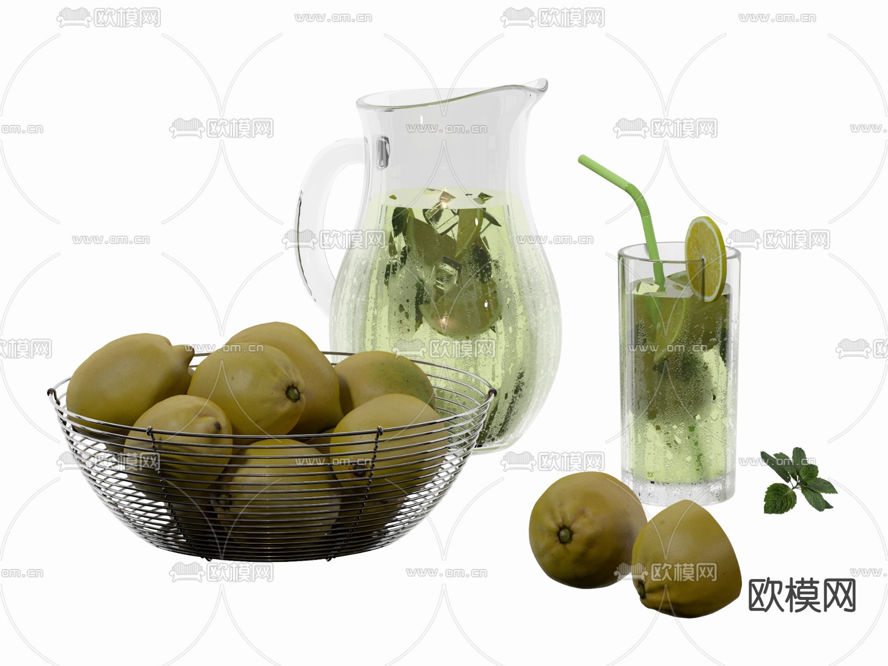 现代柠檬水饮料3d模型下载