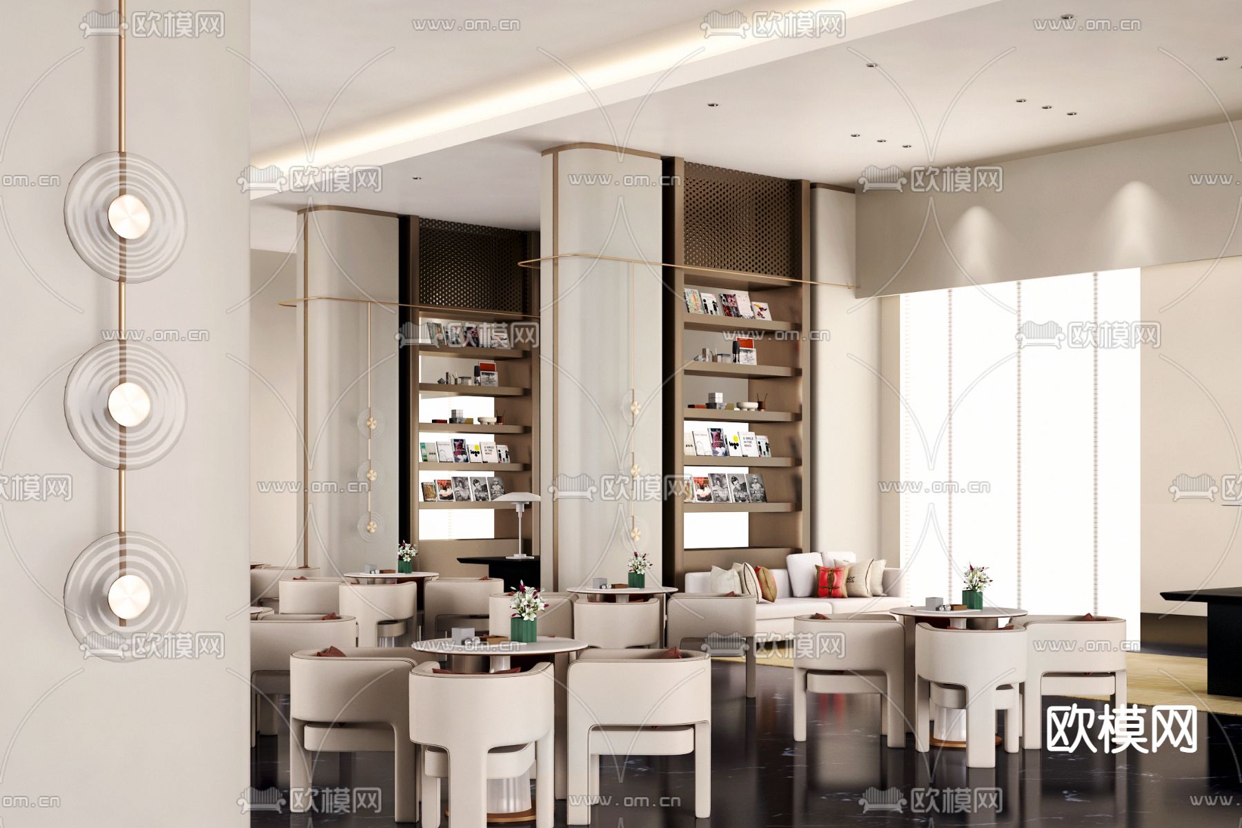 YLHD设计 现代售楼处洽谈区3d模型下载（渲染图1）