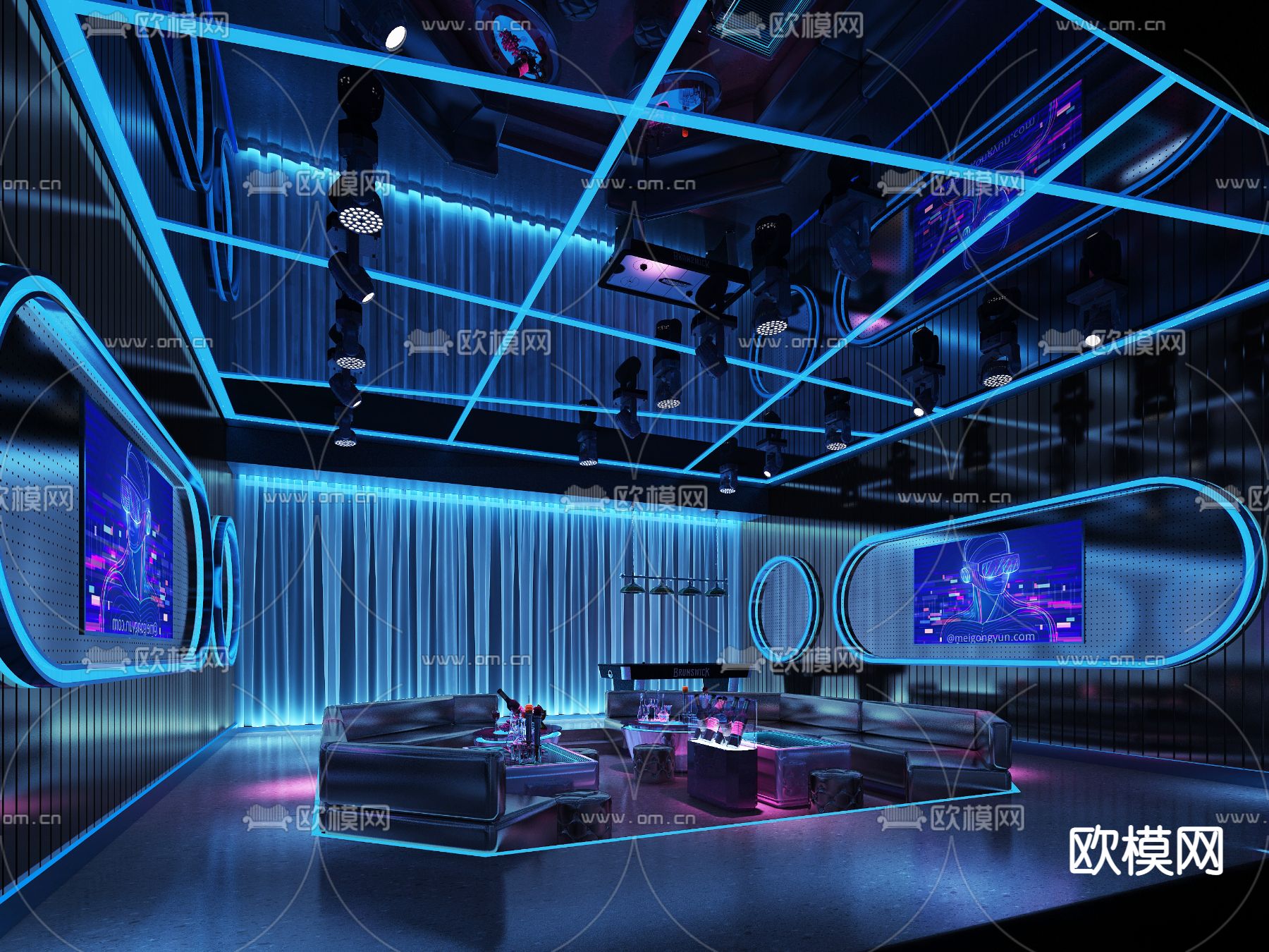 现代酒吧KTV包间3d模型下载