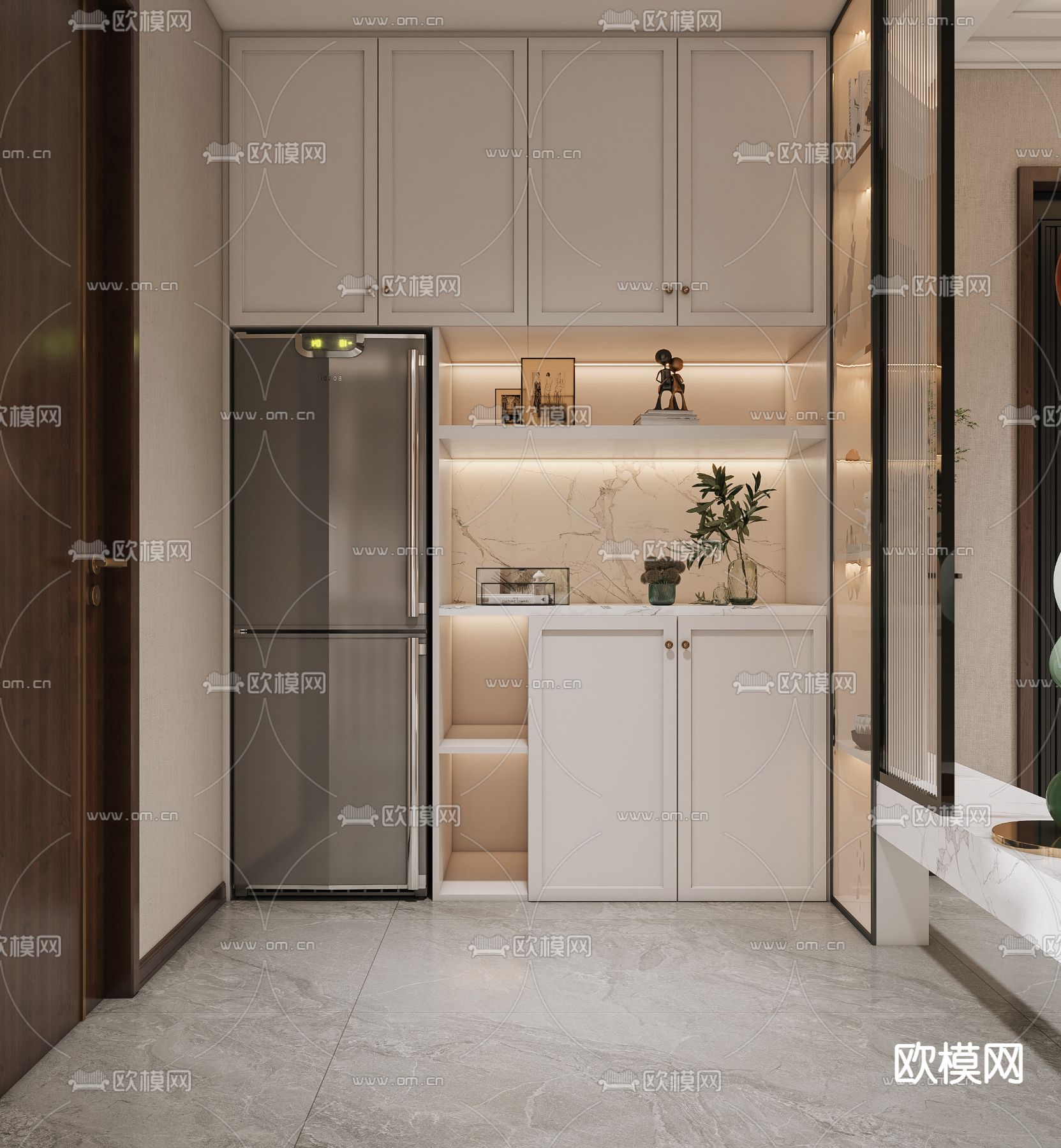 美式客厅门厅3d模型下载（渲染图3）