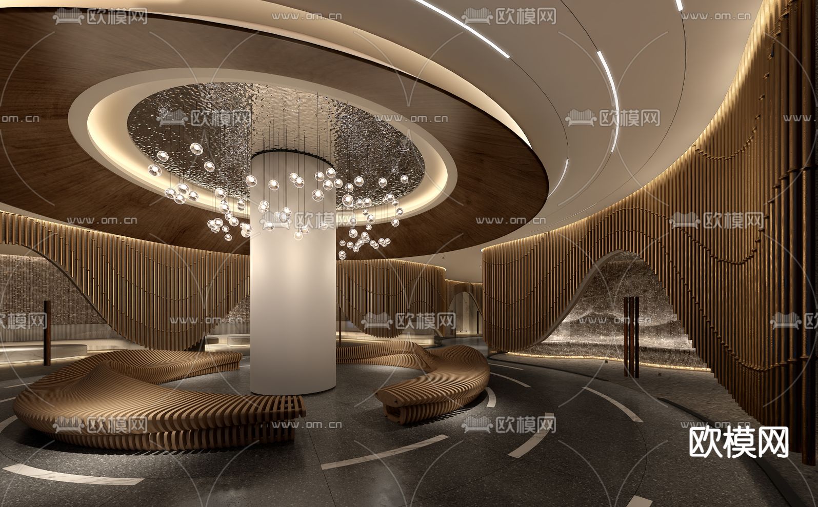 现代轻奢沐浴桑拿区3d模型下载（渲染图2）