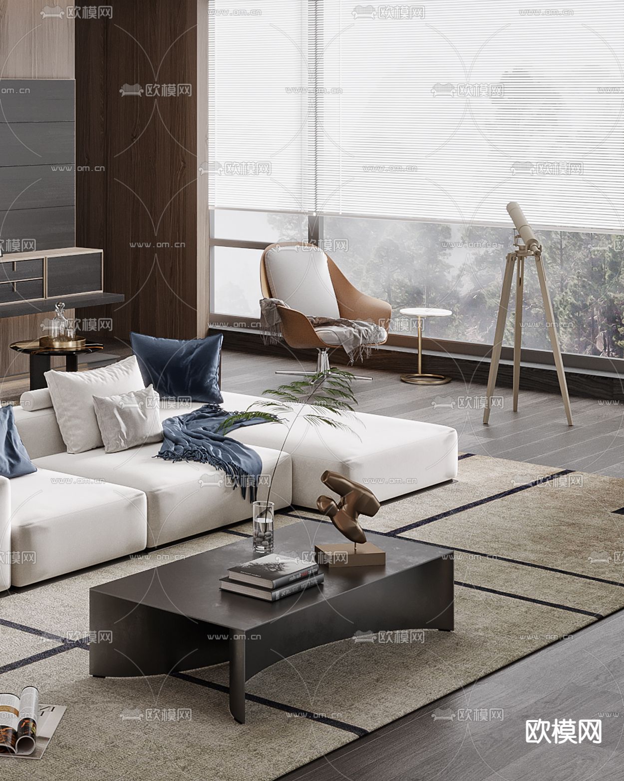 Molteni&C 现代双面拼接多人沙发3d模型下载（渲染图3）