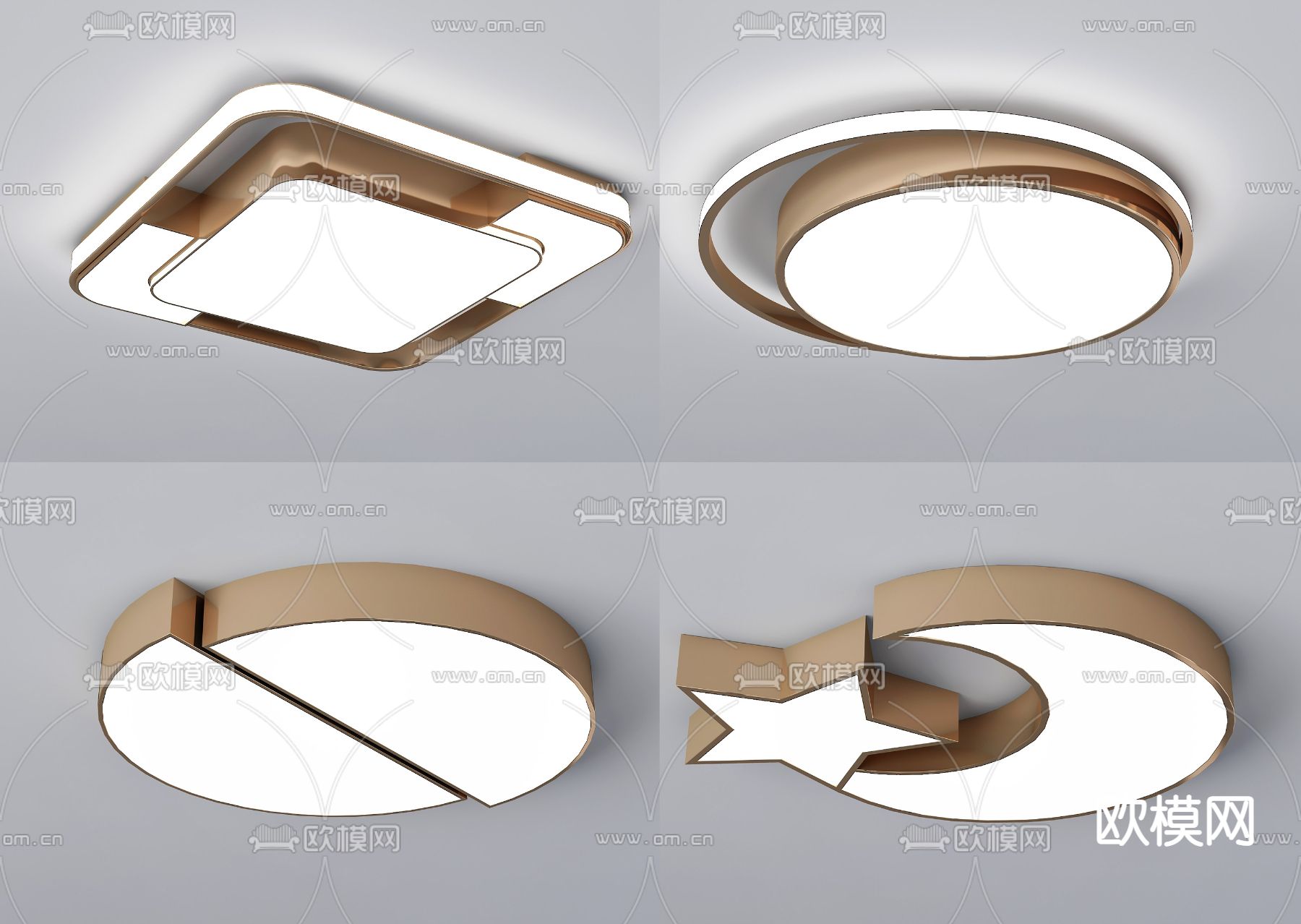现代金属吸顶灯3d模型下载