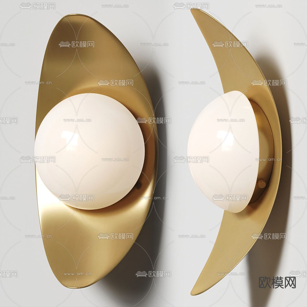 现代轻奢弧形月亮壁灯3d模型