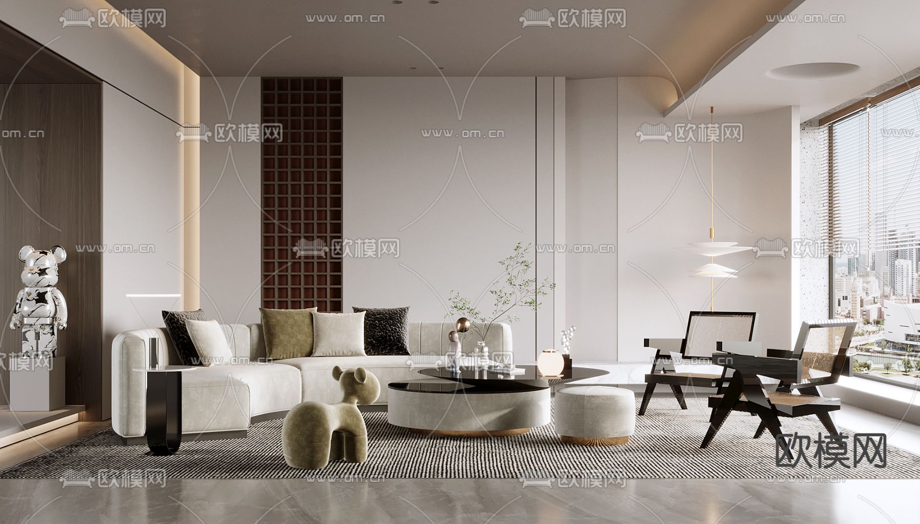 现代轻奢客厅3d模型下载