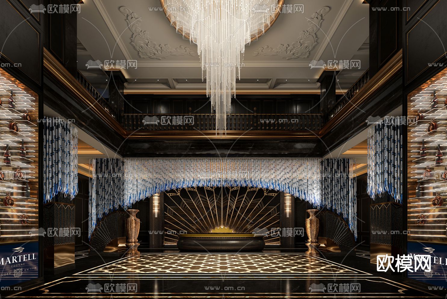新中式酒吧大堂3d模型下载（渲染图2）