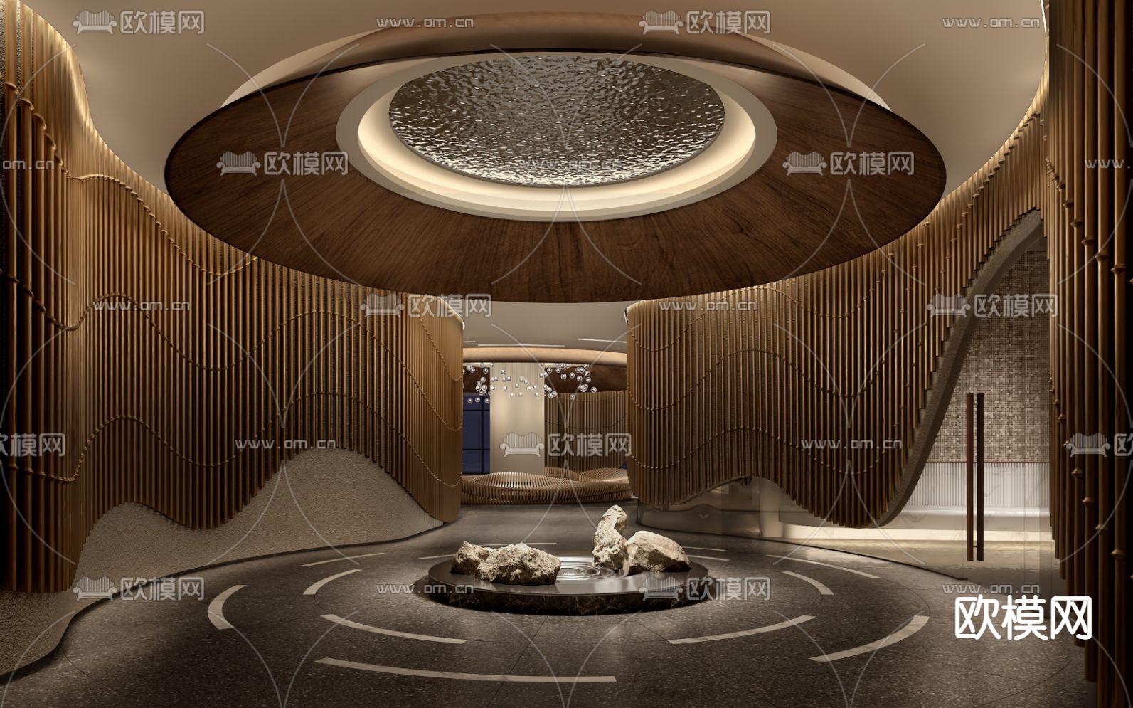 现代轻奢沐浴桑拿区3d模型下载（渲染图1）