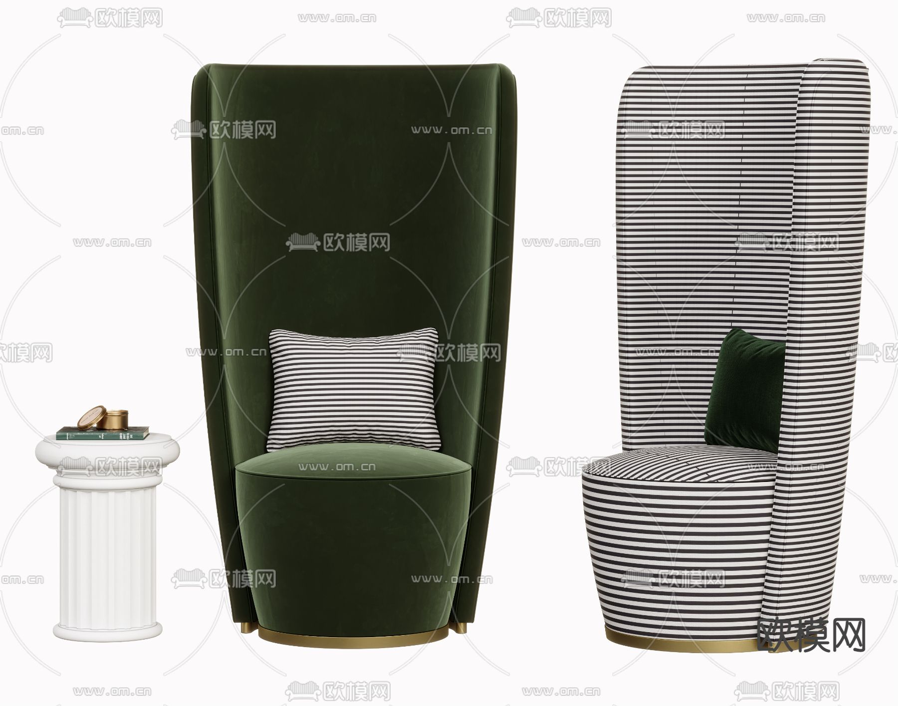 法式单人组合沙发3d模型下载