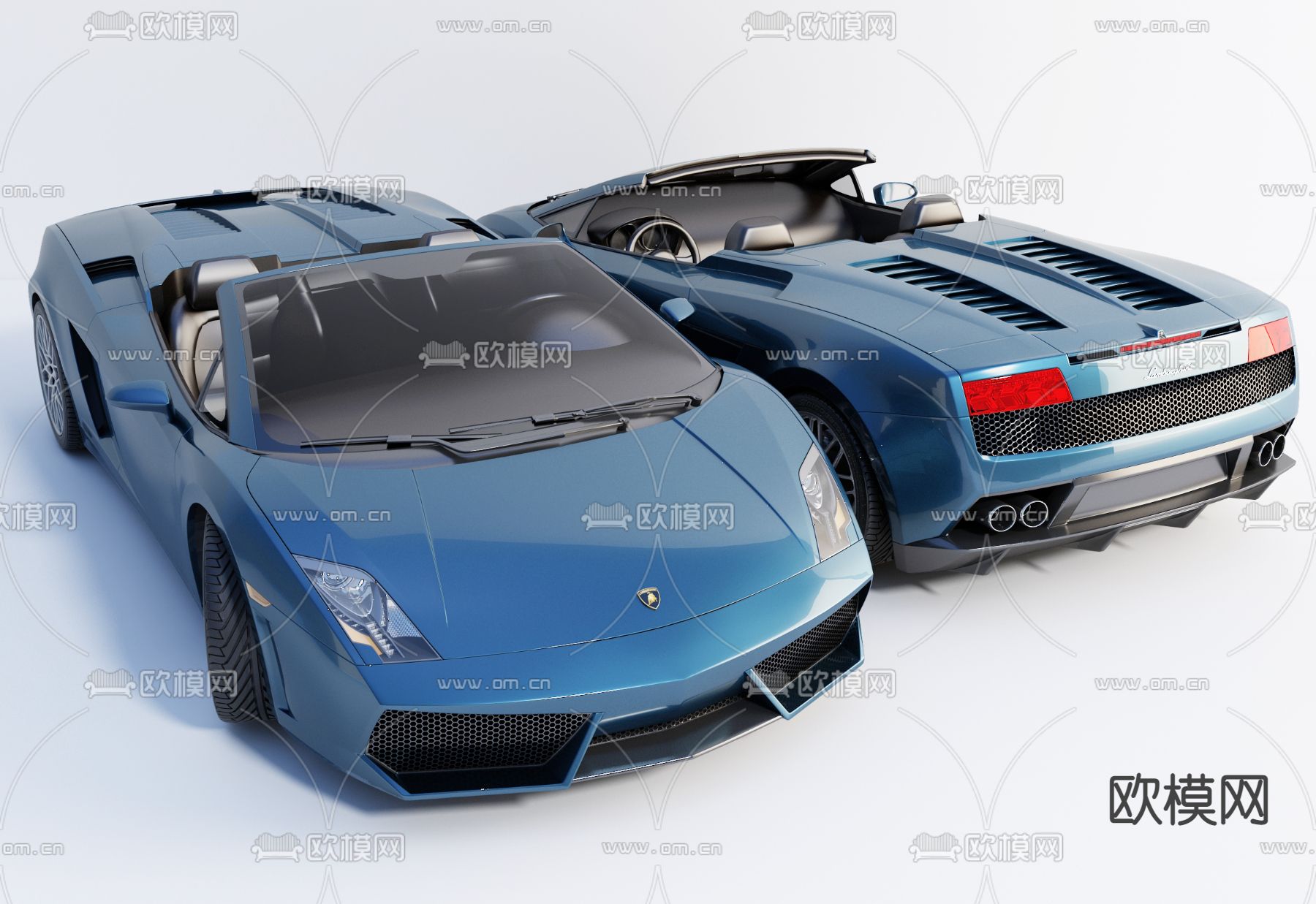 蓝色兰博基尼跑车3d模型下载