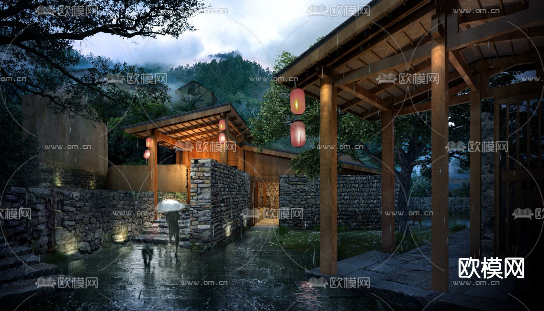 现代农村住宅庭院园林景观psd下载_ID12055560_3dmax免费模型-欧模网