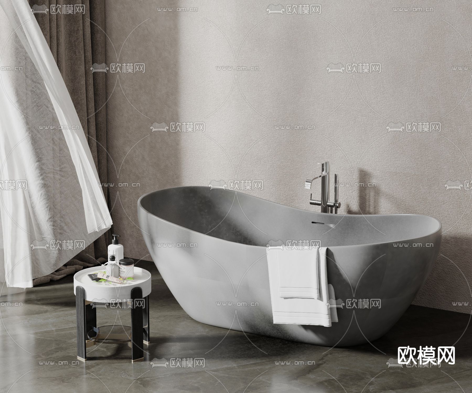 侘寂风浴缸3d模型下载