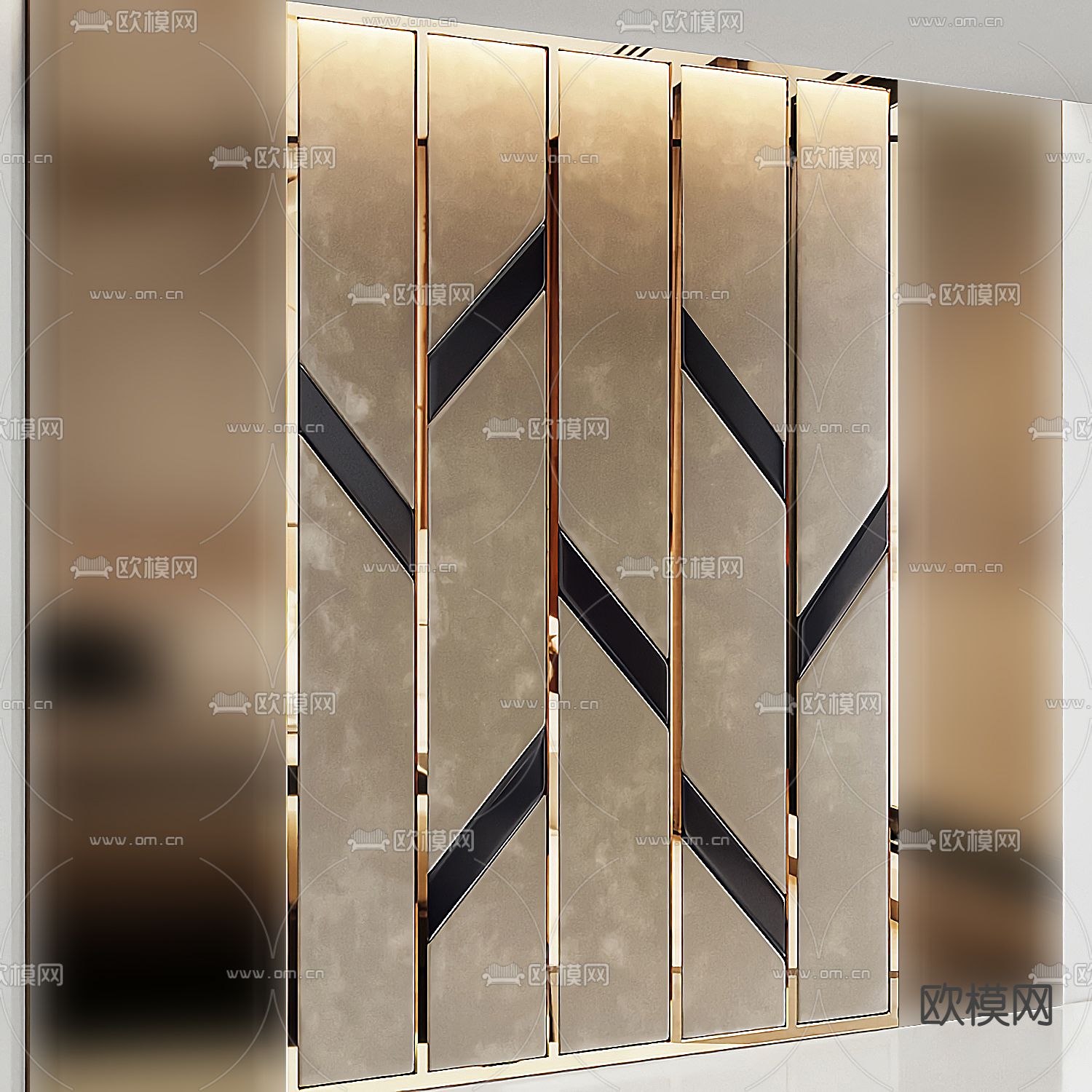 现代床头软包3d模型下载（渲染图2）