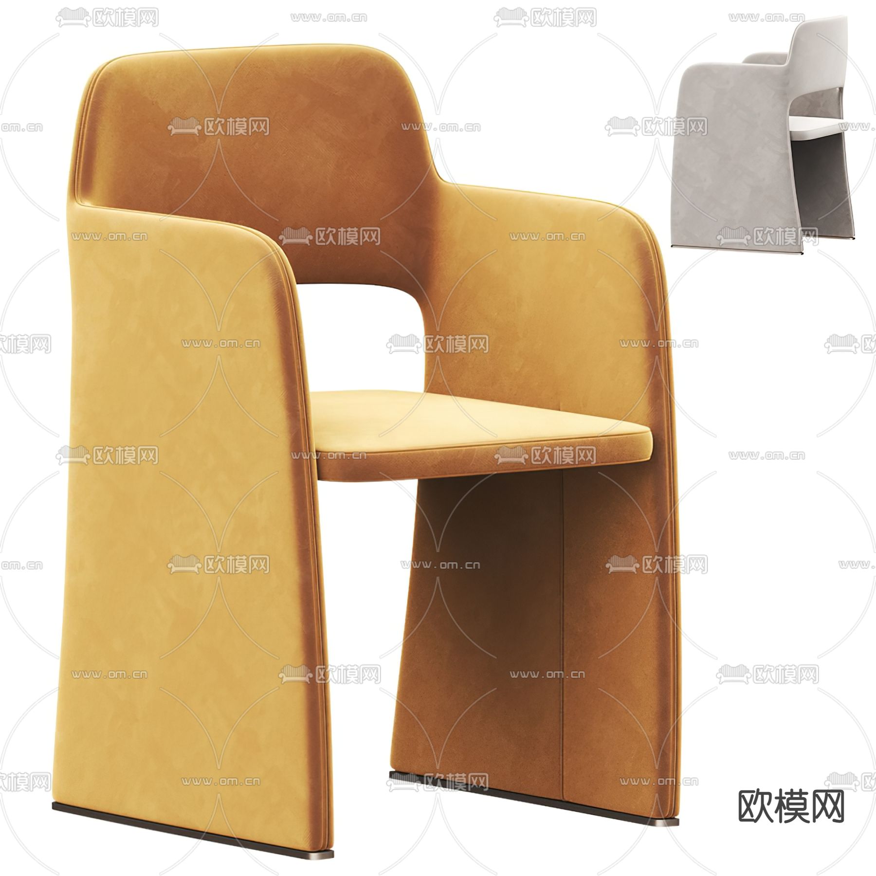 现代姜黄色布艺休闲椅3d模型下载_ID12053507_3dmax免费模型-欧模网