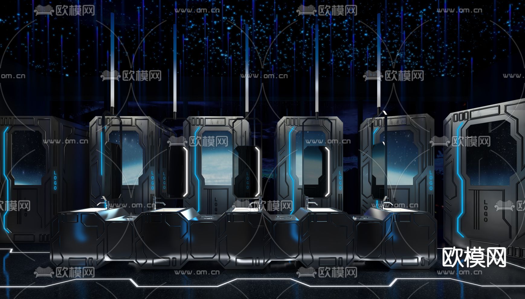 现代高级灰酒吧卫生间3d模型下载