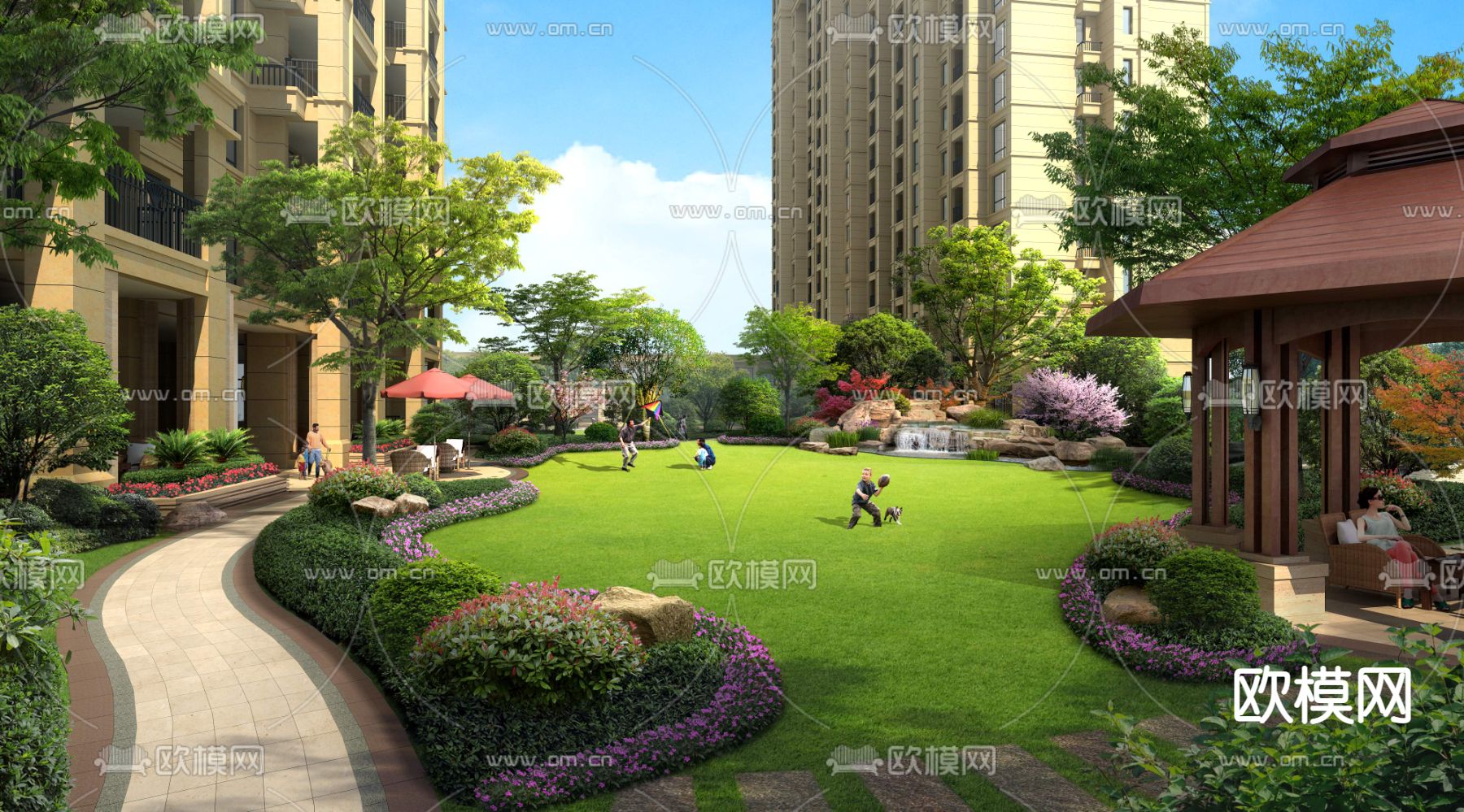 现代小区亲子公园园林景观psd下载