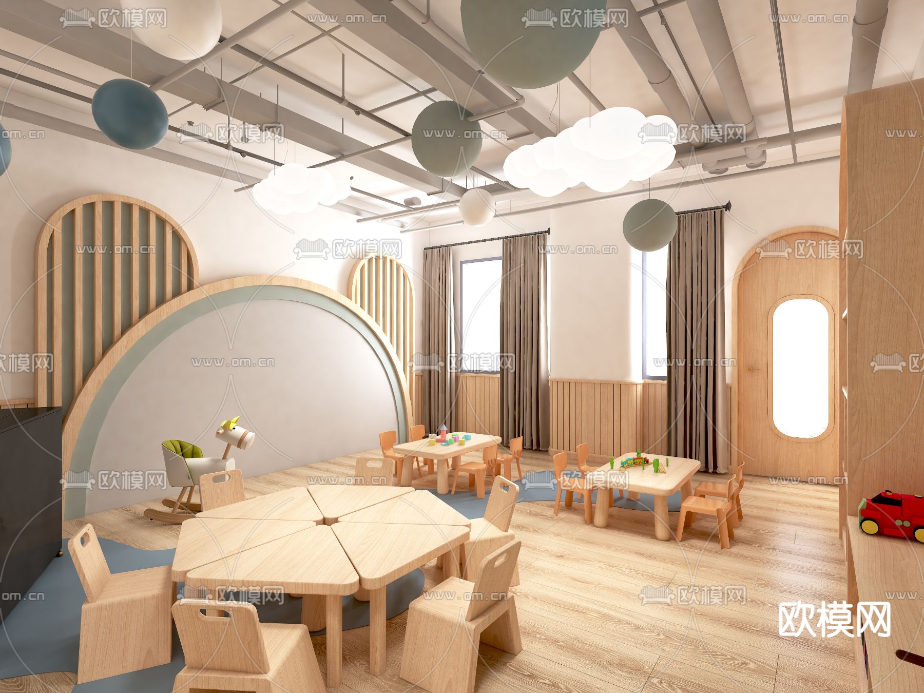 北欧幼儿园教室3d模型下载（渲染图2）